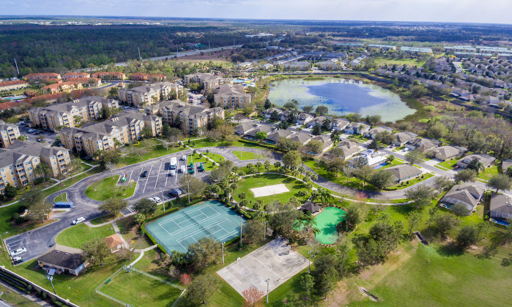 aerial view of the sports courts